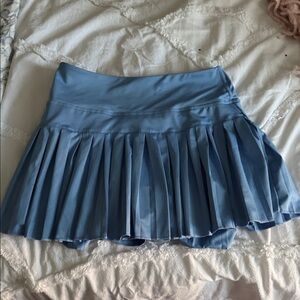 Blue Pleated Mini Skirt